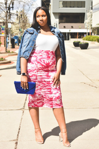 Tie Dye Ruched Dress (with jean jacket)