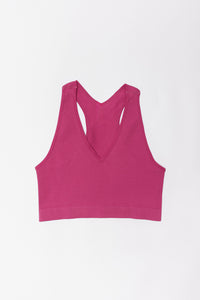 Plus Size Ribbed Cropped Top (Magenta)