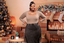 Load image into Gallery viewer, Plus Size Fringe Maxi Skirt (Charcoal)
