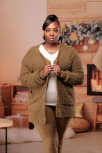 Load image into Gallery viewer, Plus Size Popcorn Style Cardigan (Olive)
