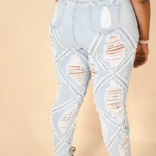 Load image into Gallery viewer, Plus Size Light Blue Distressed Denim
