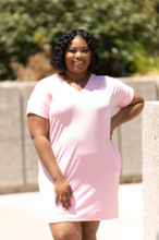 Load image into Gallery viewer, Women&#39;s Plus Size T-Shirt Dress (Dusty Pink)
